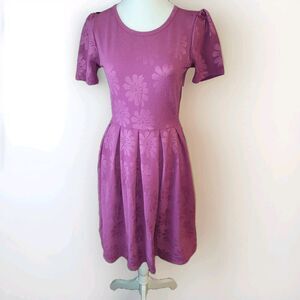 Lularoe Amelia dress purple flowers pockets XS NWT